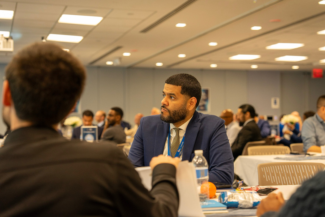 Two participants in conversation between sessions