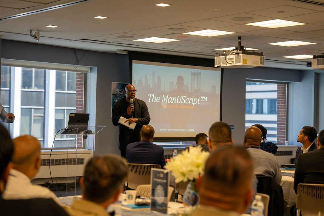 Jason Rosario opening The ManUScript at the NYC Health + Hospitals Men's Health Symposium